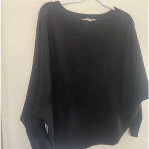 Philosophy black ribbed sweater. Pulled in at the waste. Size XL